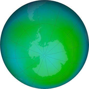 Antarctic ozone map for 2025-01